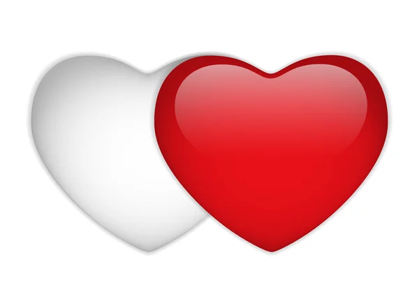 Красное и белое сердце — стоковый вектор