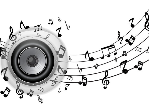 Стеклянная кнопка с музыкальными нотами
