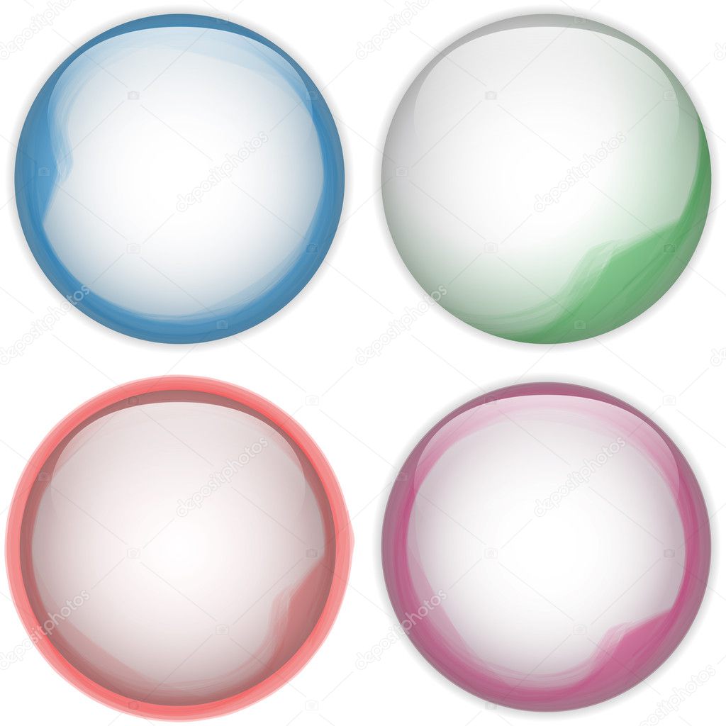 Glass Circle Button Colorful Acqua