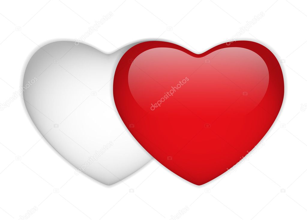 Glass Red and White Heart