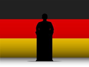 Germany Speech Tribune Silhouette with Flag Background clipart