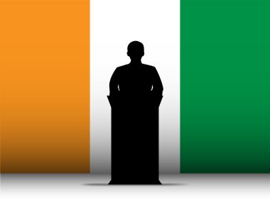 Ireland Speech Tribune Silhouette with Flag Background clipart