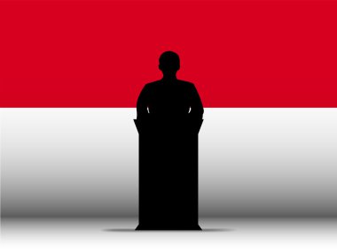 Monaco Speech Tribune Silhouette with Flag Background clipart