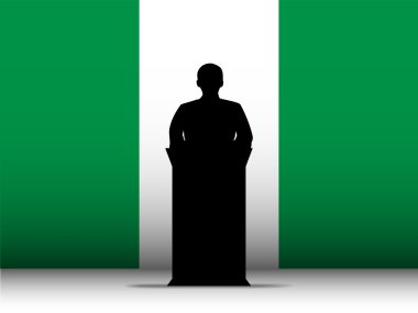 Nigeria Speech Tribune Silhouette with Flag Background clipart