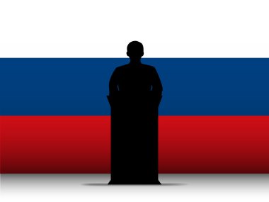 Rusya konuşma kürsü siluet bayrak arka plan