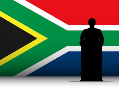 Güney Afrika konuşma kürsü siluet bayrak arka plan