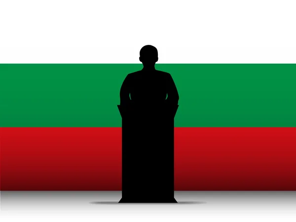 Bulgarie Discours Tribune Silhouette avec fond de drapeau — Image vectorielle