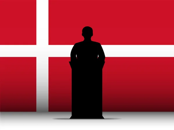 Denmark Speech Tribune Silhouette with Flag Background — Stock Vector