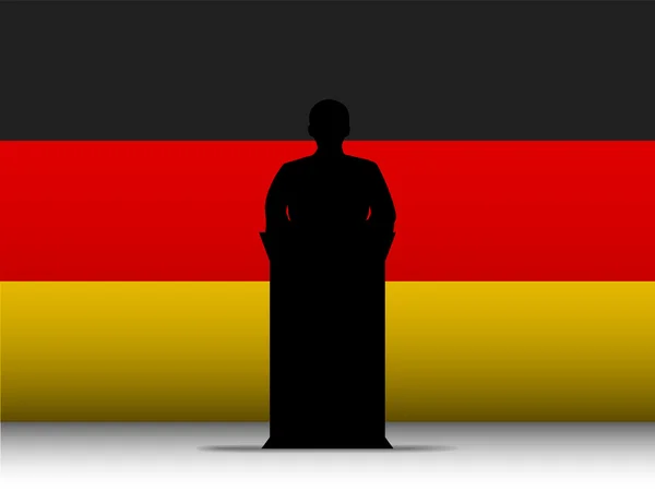旗の背景を持つドイツ音声トリビューン シルエット — ストックベクタ
