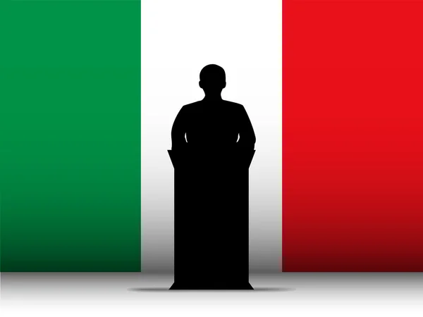 Italien tal tribune siluett med flagga bakgrund — Stock vektor