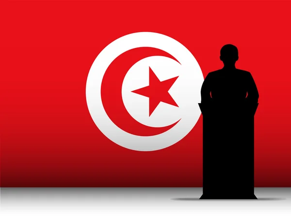 Törökország beszéd Tribune Silhouette zászló háttérrel — Stock Vector
