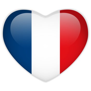 Fransa bayrağı kalp parlak düğme