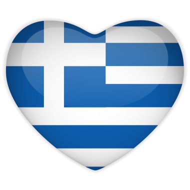 Greece Flag Heart Glossy Button