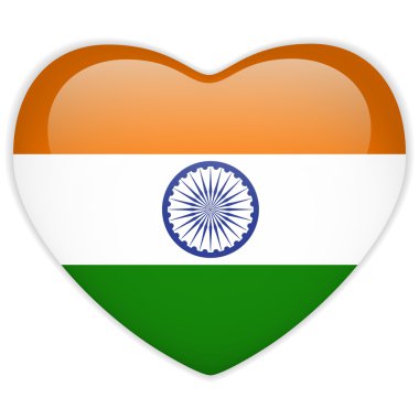 Hindistan bayrağı kalp parlak düğme