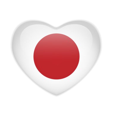 Japonya bayrağı kalp parlak düğme
