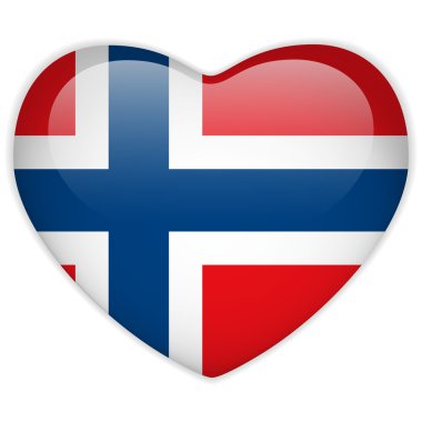 Norway Flag Heart Glossy Button clipart