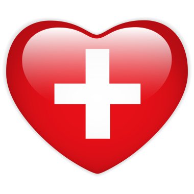 Switzerland Flag Heart Glossy Button clipart