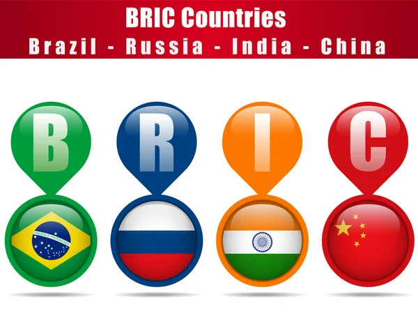 Botões de países BRIC — Vetor de Stock