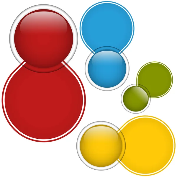 Conjunto de quatro botões de círculo de vidro — Vetor de Stock