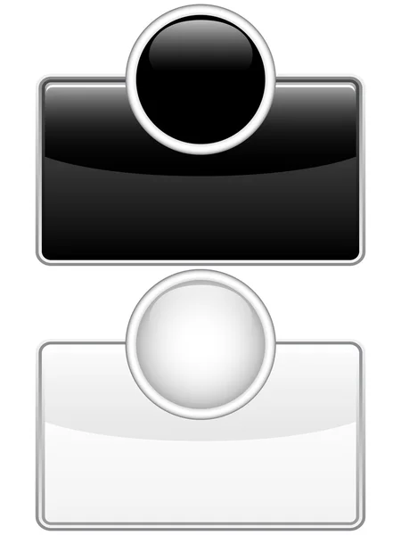 웹 광택 버튼 흑인과 백인 — 스톡 벡터