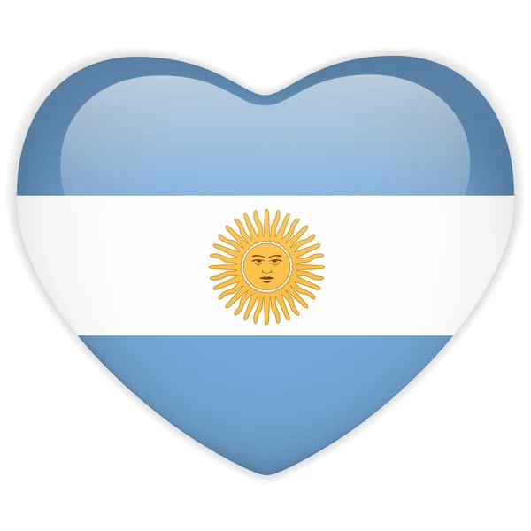 Argentina Flag Heart Glossy Button — Stock Vector
