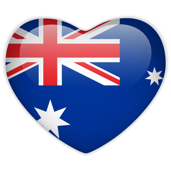 Australie drapeau coeur Bouton brillant — Image vectorielle