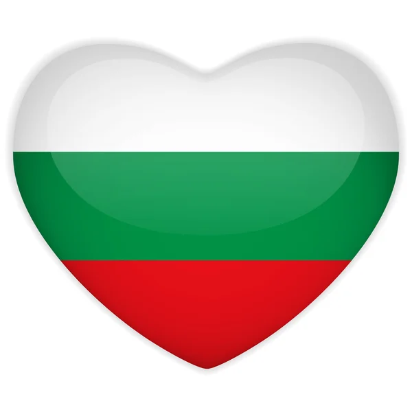 Bulgarie drapeau coeur Bouton brillant — Image vectorielle