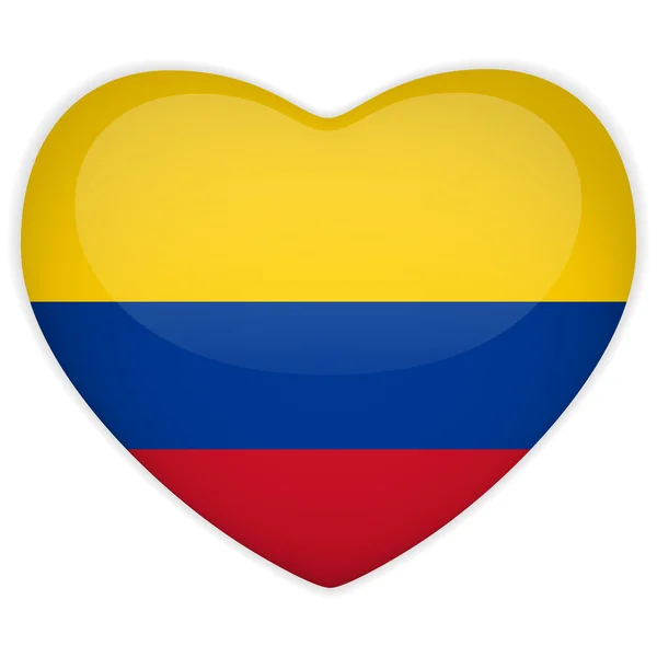 stock vector Colombia Flag Heart Glossy Button