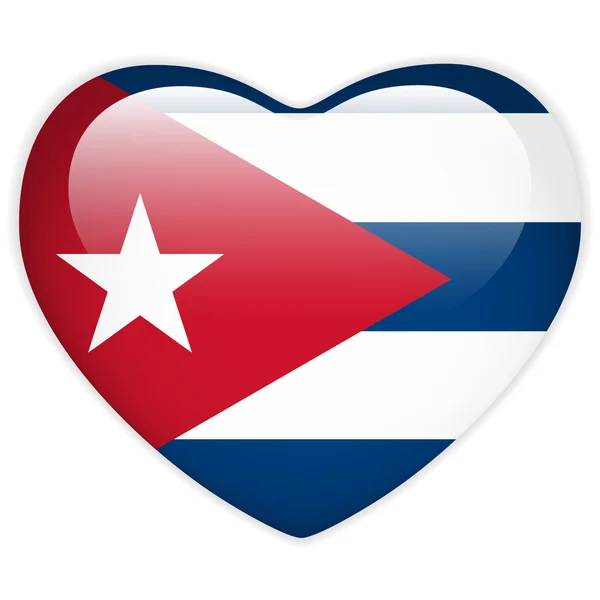 Cuba Bandeira coração brilhante botão — Vetor de Stock
