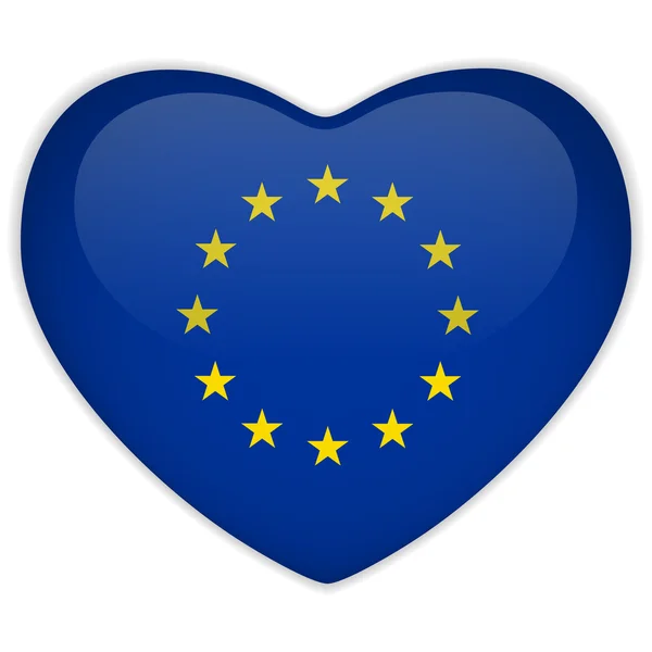 Bandiera Europa cuore pulsante lucido — Vettoriale Stock