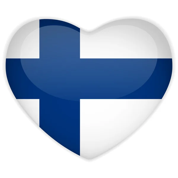 Finland Flag Heart Glossy Button — Stock Vector