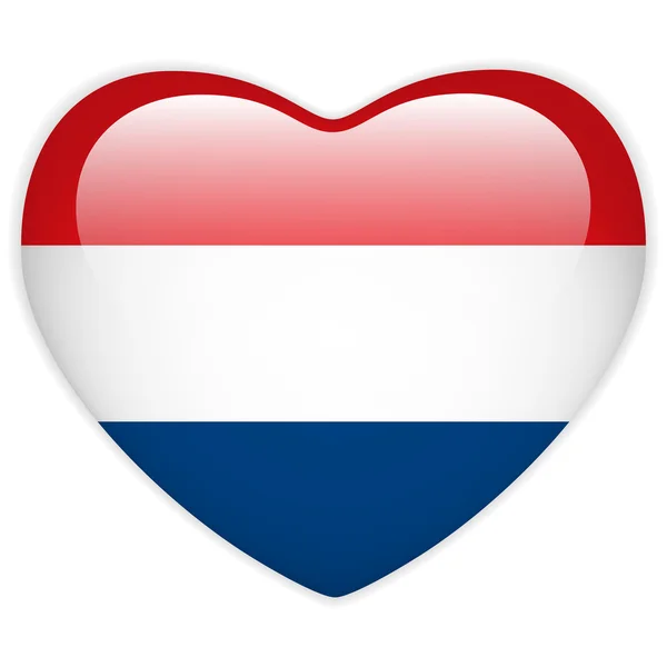 Stock vector Netherlands Flag Heart Glossy Button