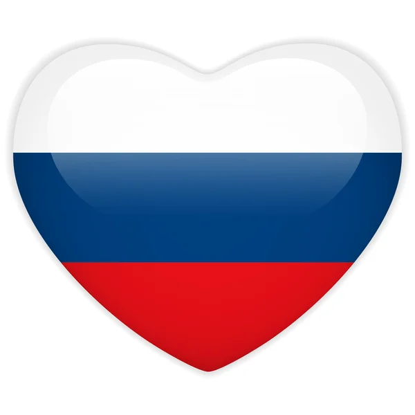 Rusya bayrağı kalp parlak düğme — Stok Vektör