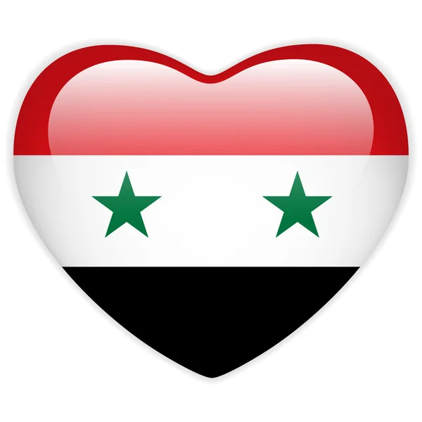 stock vector Syria Flag Heart Glossy Button