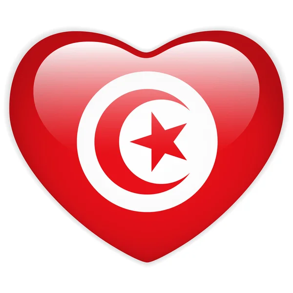 Turkey Flag Heart Glossy Button — Stock Vector