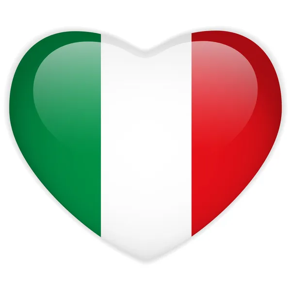 Italy Flag Heart Glossy Button — Stock Vector