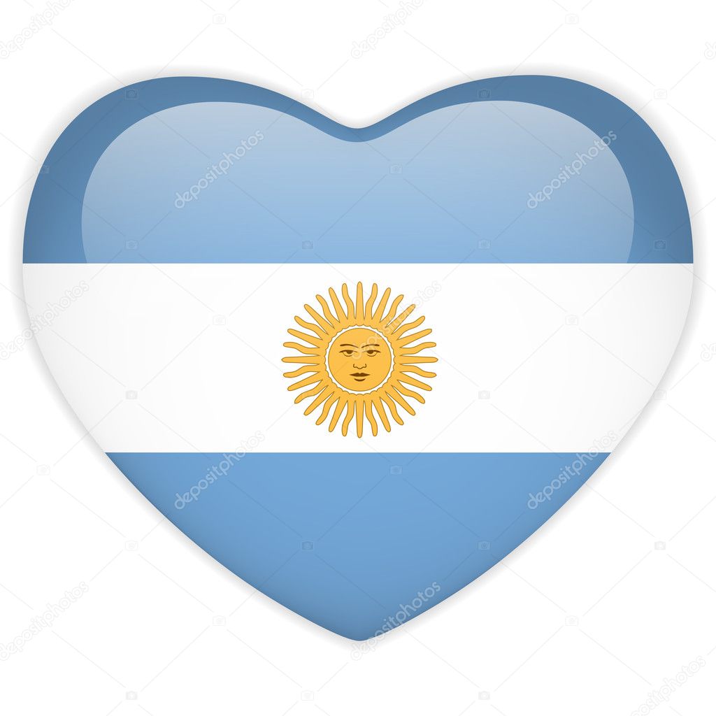 Argentina Flag Heart Glossy Button