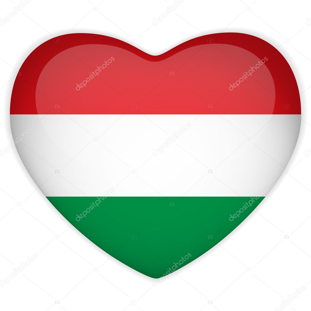 Hungary Flag Heart Glossy Button