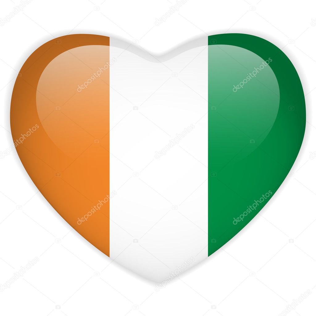 Ireland Flag Heart Glossy Button