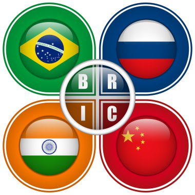BRIC Countries Buttons clipart