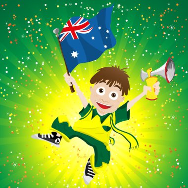 Australia Sport Fan with Flag and Horn vector