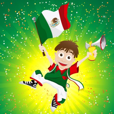 Mexico Sport Fan with Flag and Horn clipart