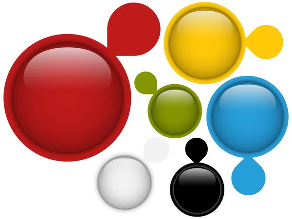 Conjunto de quatro botões de círculo de vidro —  Vetores de Stock