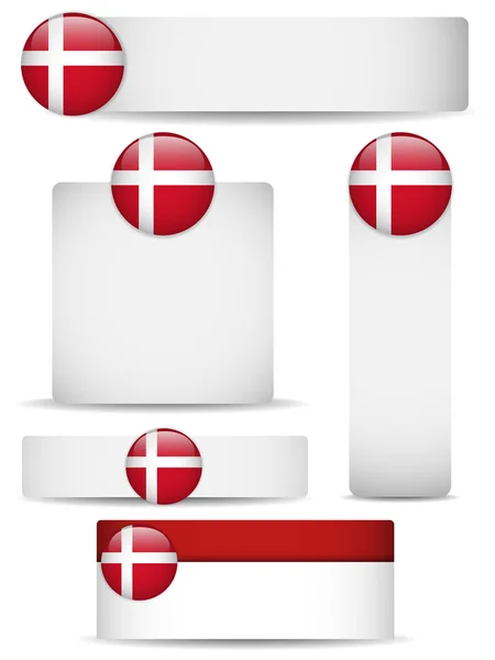Danimarca Paese Set di Bandiere — Vettoriale Stock