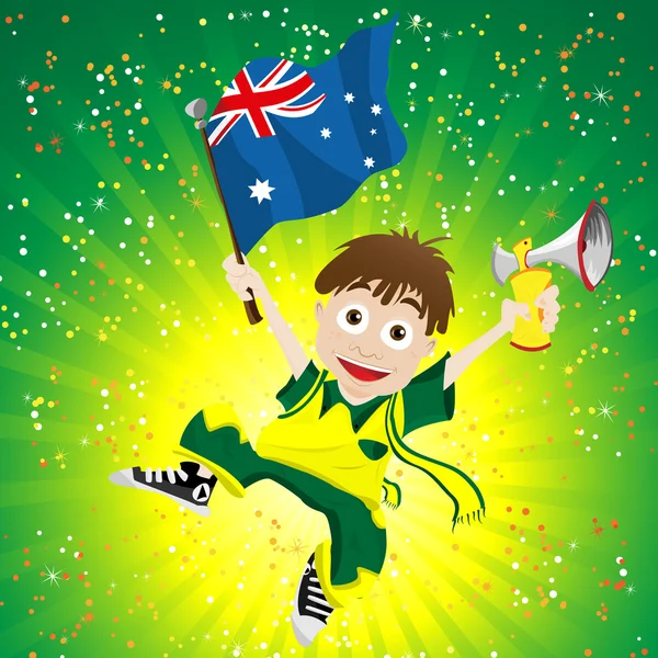 Αυστραλία αθλητισμού ανεμιστήρα με σημαία και κέρατο — Διανυσματικό Αρχείο