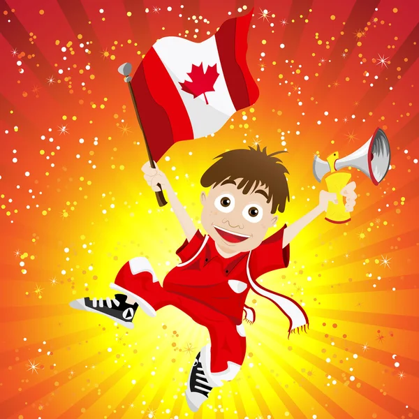 Éventail sportif canadien avec drapeau et corne — Image vectorielle