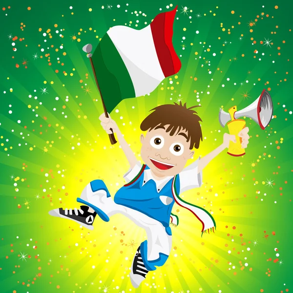 Italy Sport Fan with Flag and Horn — Stock Vector