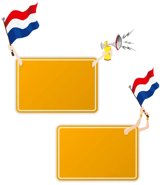 Marco de mensaje deportivo holandés con bandera. Conjunto de dos — Archivo Imágenes Vectoriales