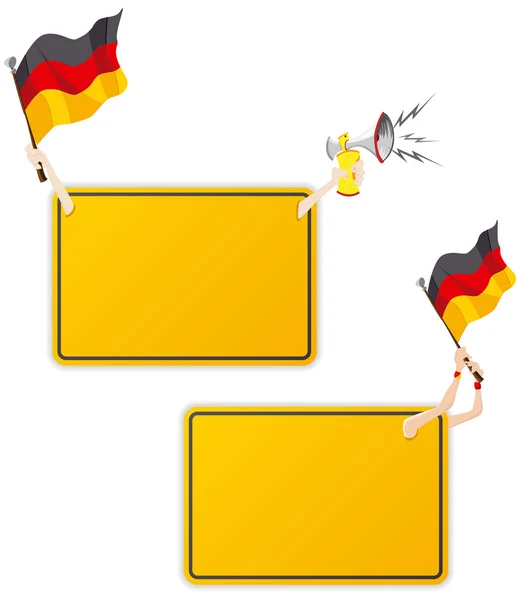 Telaio messaggio sportivo tedesco con bandiera. Set di due — Vettoriale Stock