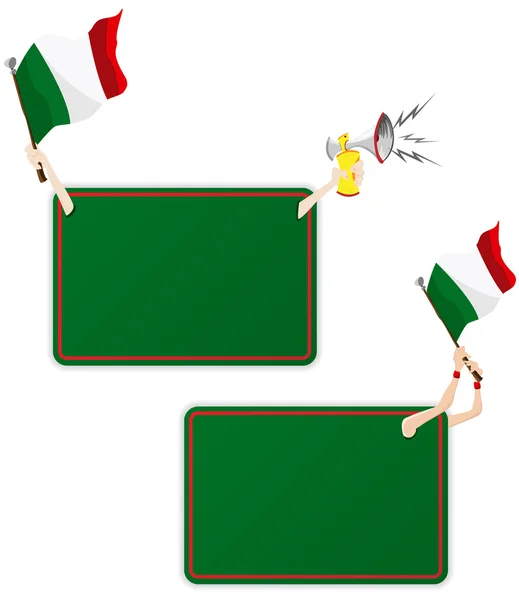 Italie Sport Message Frame with Flag. Ensemble de deux — Image vectorielle